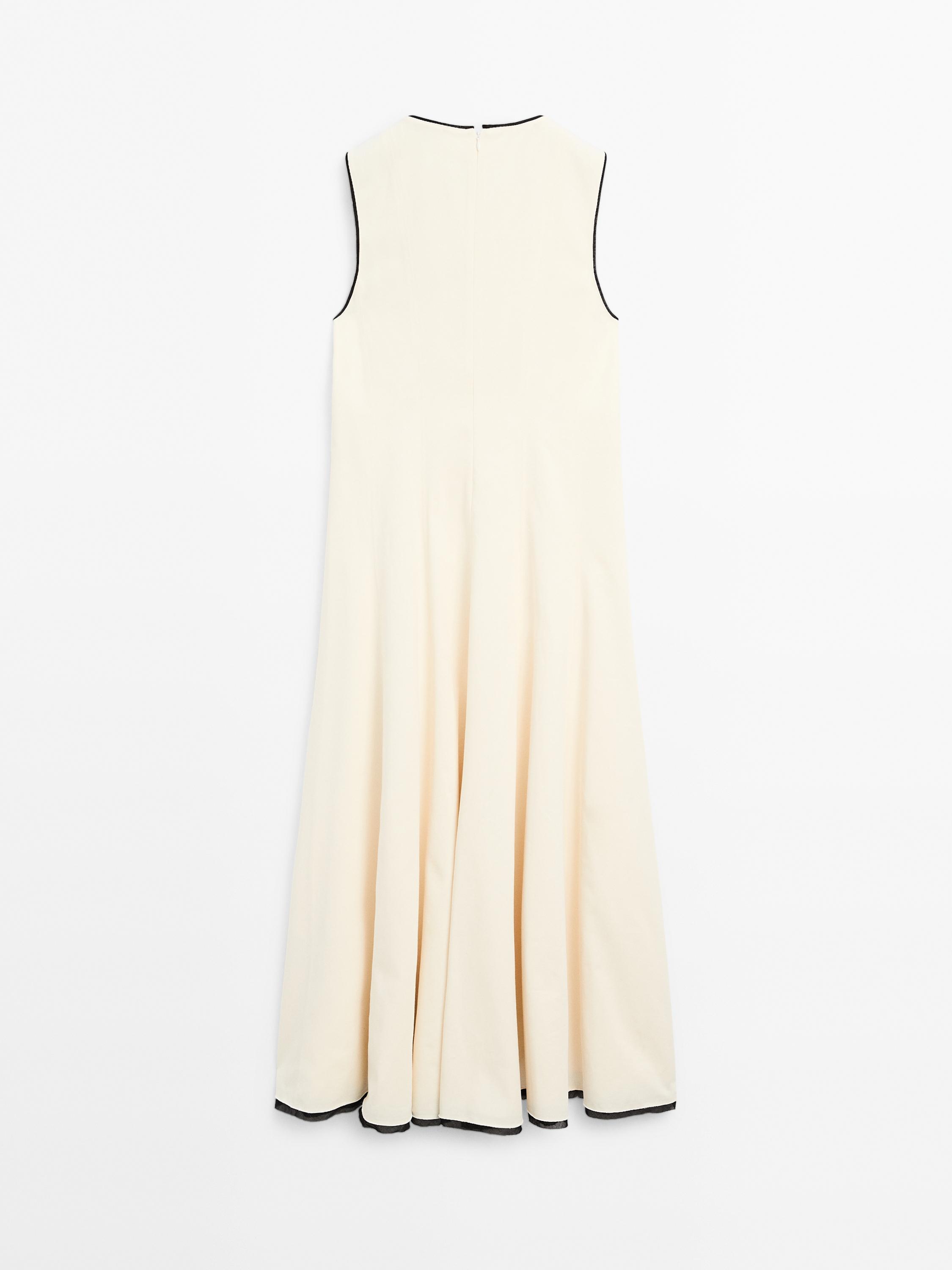 Flounce dress with contrast trims